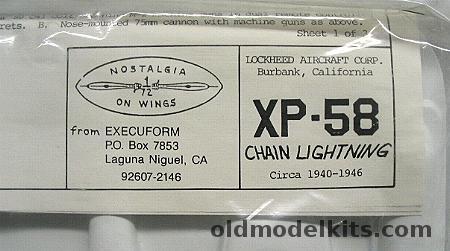 Execuform 1/72 Lockheed XP-58 Chain Lightning plastic model kit